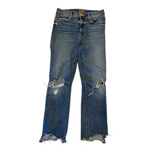 MOTHER THE INSIDER HIGH WAIST CROP STEP CHEW HEM JEANS DANCING ON COALS